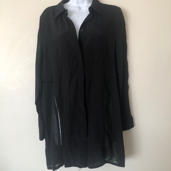 MINKPINK Hour Of Darkness Black Sheer Tunic Shirt Size Small - Picture 4 of 7